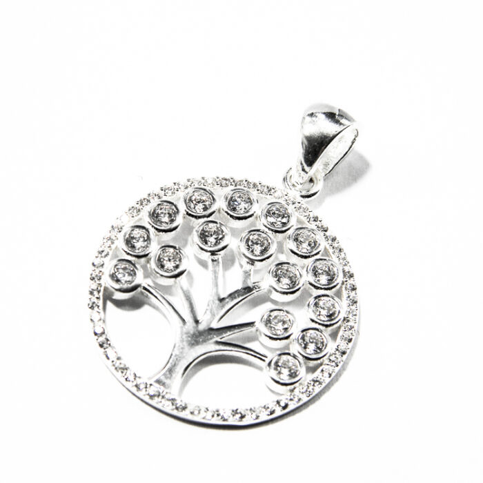 Pandantiv din argint cu pietre zirconiu - Copacul vietii - P145A1C - imagine 3