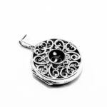 Pandantiv Medalion din argint cu onix - stil vintage - P212Y115G-2 - imagine 3