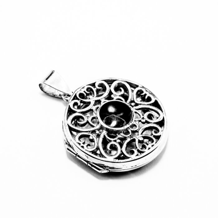 Pandantiv Medalion din argint cu onix - stil vintage - P212Y115G-2 - imagine 3