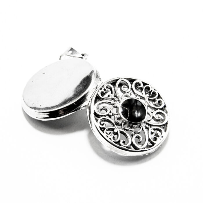 Pandantiv Medalion din argint cu onix - stil vintage - P212Y115G-2 - imagine 2