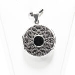 Pandantiv Medalion din argint cu onix - stil vintage - P212Y115G-2 - imagine 6