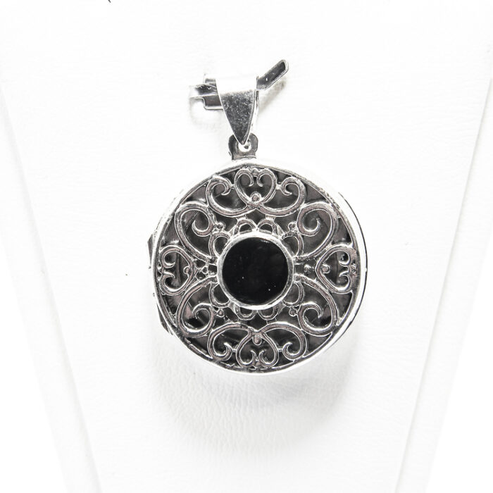 Pandantiv Medalion din argint cu onix - stil vintage - P212Y115G-2 - imagine 6