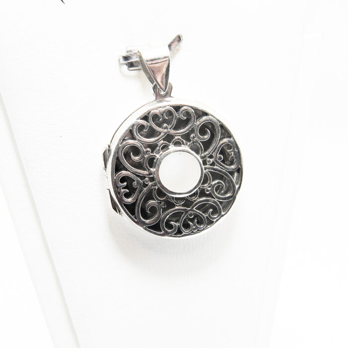 Pandantiv Medalion din argint cu sidef - stil vintage - P212Y115G-1 - imagine 3