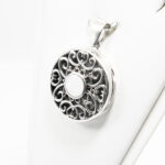 Pandantiv Medalion din argint cu sidef - stil vintage - P212Y115G-1 - imagine 5