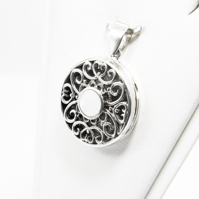 Pandantiv Medalion din argint cu sidef - stil vintage - P212Y115G-1 - imagine 5