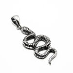 Pandantiv unisex din argint patinat - Sarpe - P150A69G - imagine 3