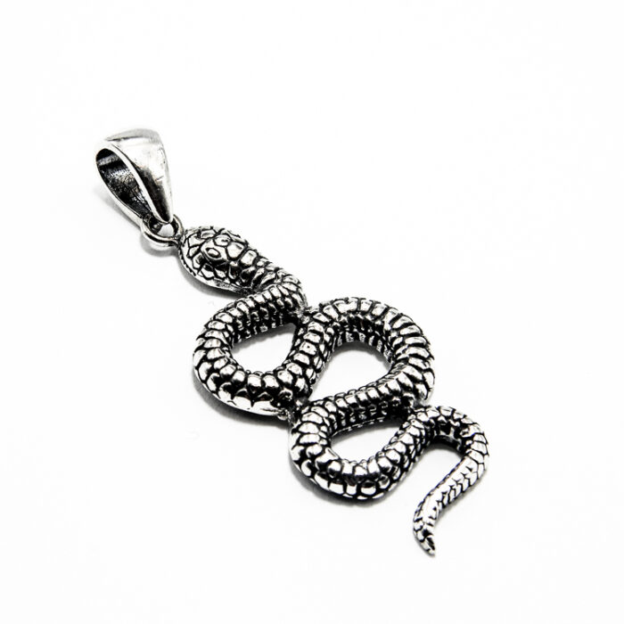 Pandantiv unisex din argint patinat - Sarpe - P150A69G - imagine 3