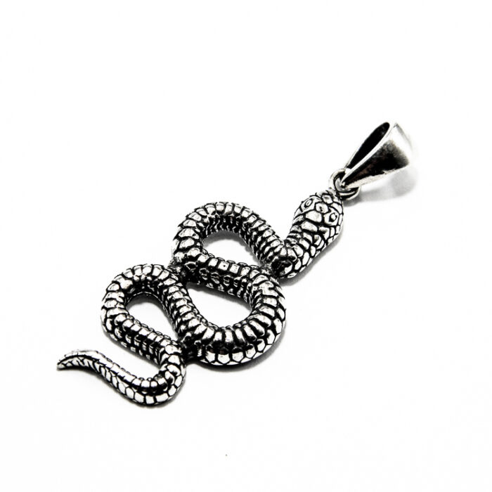 Pandantiv unisex din argint patinat - Sarpe - P150A69G - imagine 2