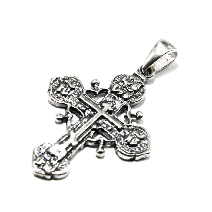 Cruciulita vintage din argint patinat - Cruce slava - P150A72G - imagine 5