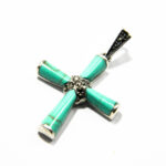 Pandantiv cruciulita din argint cu email albastru - Cruce celtica - P207Y131G-2 - imagine 3