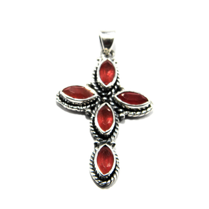 Cruciulita vintage din argint cu carneol - Unicat - P240Y101G-3 - imagine 3