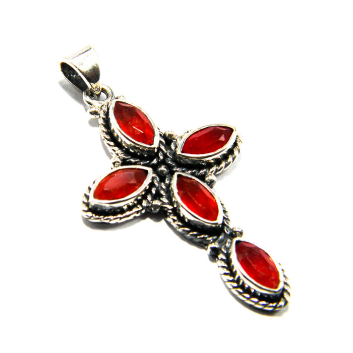 Cruciulita vintage din argint cu carneol - Unicat - P240Y101G-3 - imagine 4