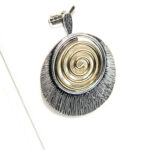 Pandantiv vintage din argint cu bronz - Spirala - P125E61G - imagine 2