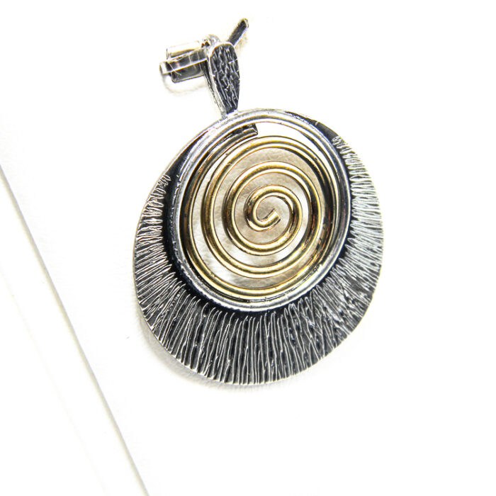 Pandantiv vintage din argint cu bronz - Spirala - P125E61G - imagine 2