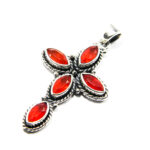 Cruciulita vintage din argint cu carneol - Unicat - P240Y101G-3 - imagine 2