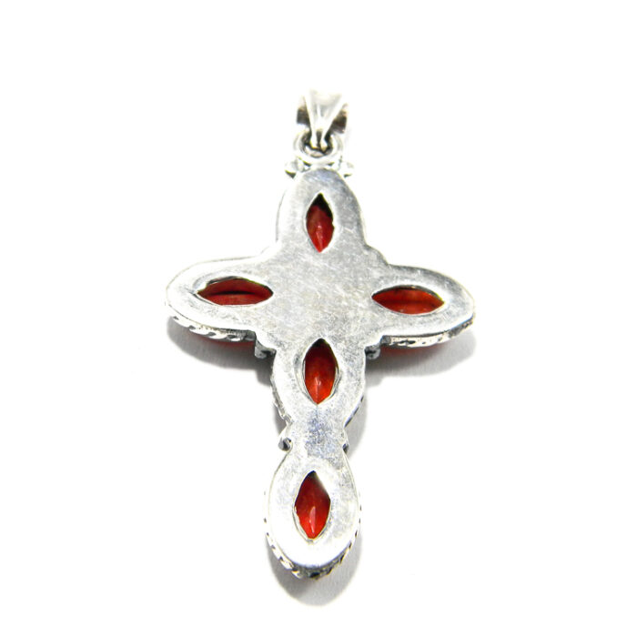 Cruciulita vintage din argint cu carneol - Unicat - P240Y101G-3 - imagine 6