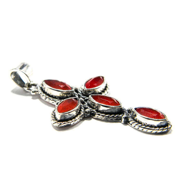 Cruciulita vintage din argint cu carneol - Unicat - P240Y101G-3 - imagine 5
