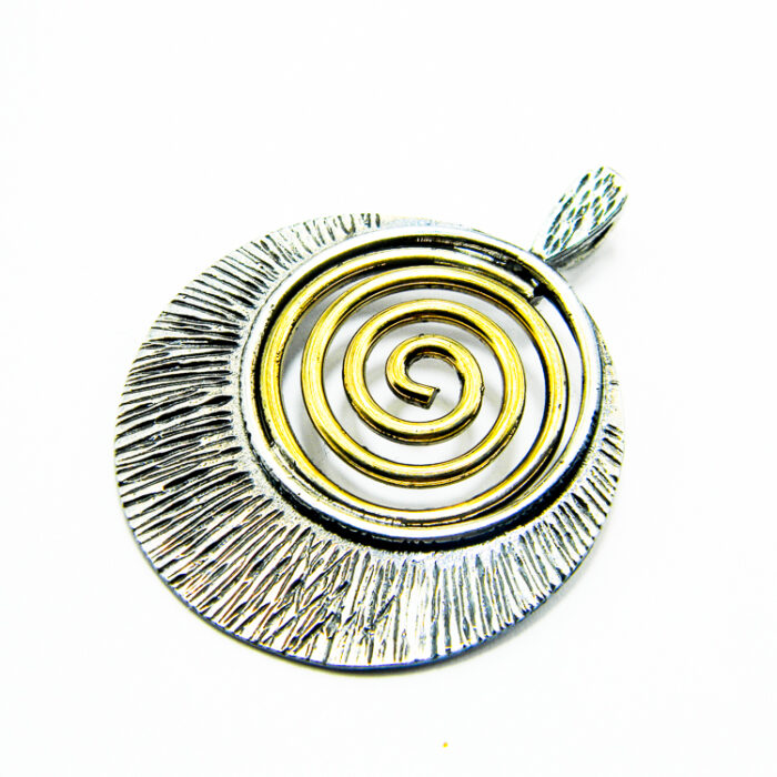 Pandantiv vintage din argint cu bronz - Spirala - P125E61G - imagine 3
