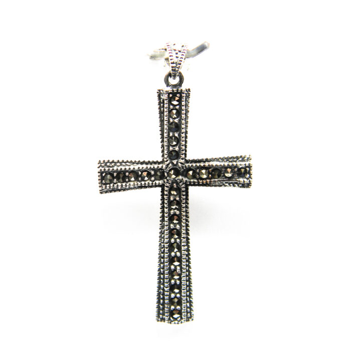 Cruciulita mare din argint 925 cu marcasite - P190A88G - imagine 5