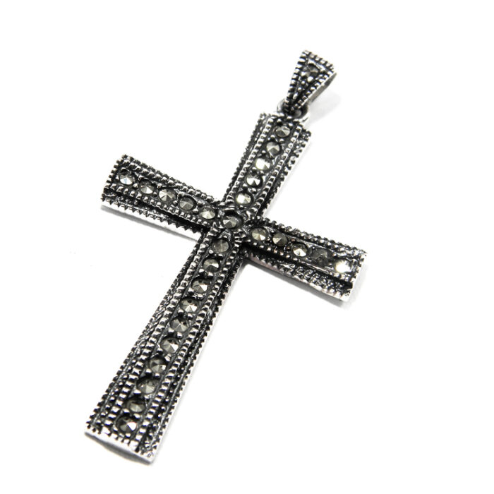 Cruciulita mare din argint 925 cu marcasite - P190A88G - imagine 3