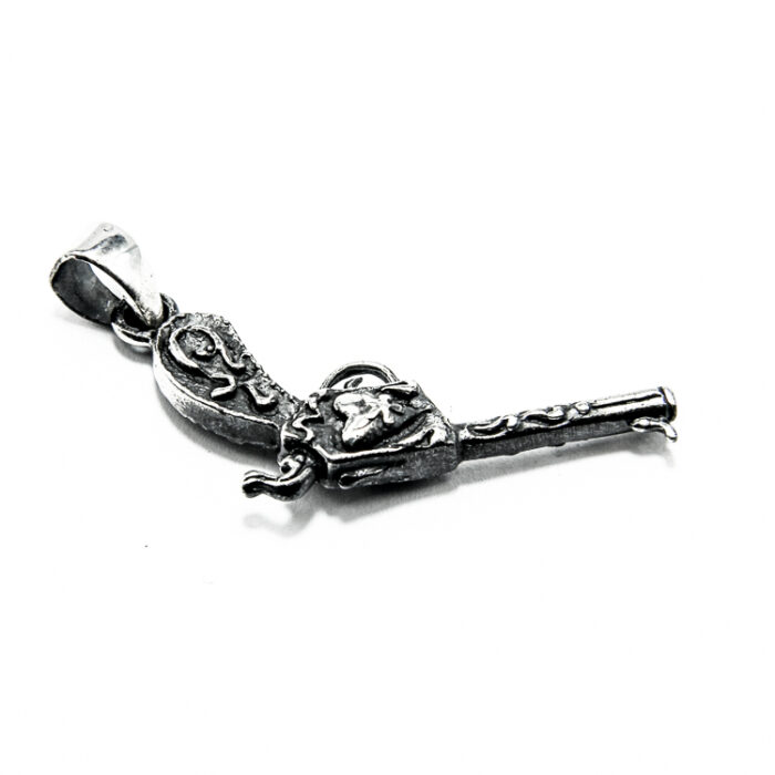 Pandantiv argint fara pietre - stil vintage - Revolver - P120E60G - imagine 4