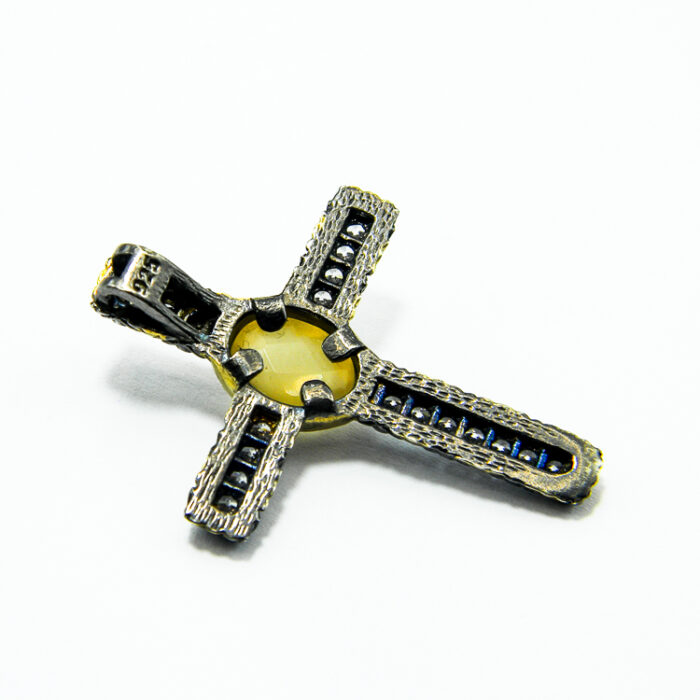 Cruciulita din argint cu citrin si pietre zirconiu - stil oriental - P130E22G - imagine 4