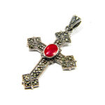 Cruciulita vintage din argint cu coral - model oriental - P190A74G-3 - imagine 2