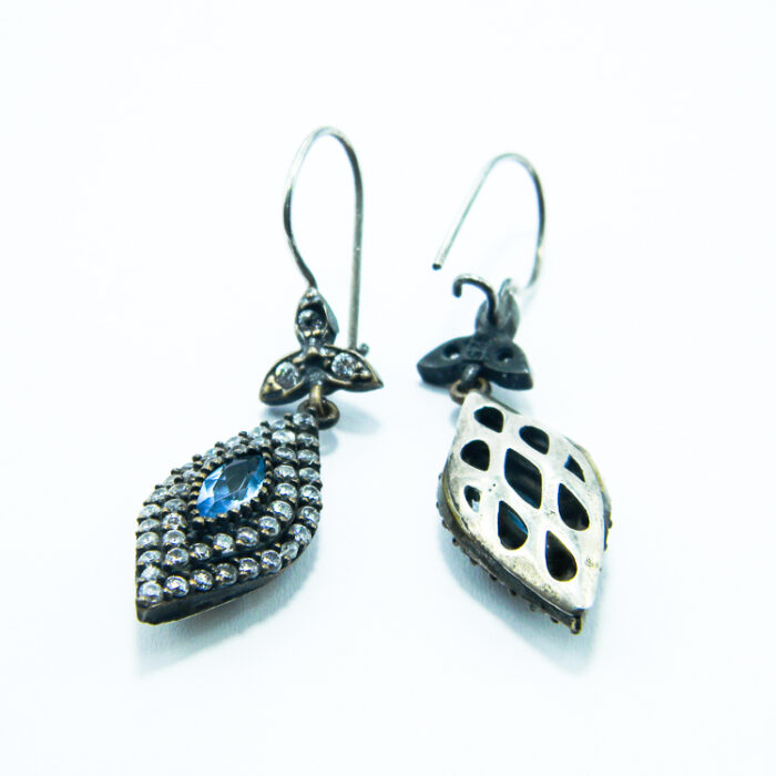 Set unicat din argint cu topaz albastru - model vintage oriental - S150F8G - imagine 7