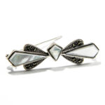 Brosa din argint cu sidef alb si marcasite - Funda - BR273Y17G-1 - imagine 3