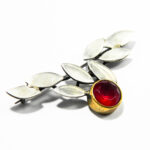 Brosa mare din argint si rubin - stil vintage - BR235Y11C - imagine 2