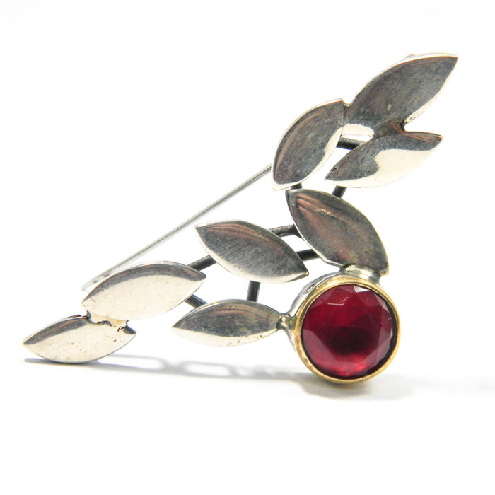 Brosa mare din argint si rubin - stil vintage - BR235Y11C - imagine 4