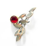 Brosa mare din argint si rubin - stil vintage - BR235Y11C - imagine 3