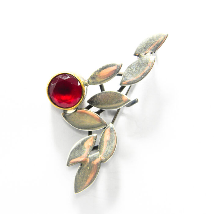 Brosa mare din argint si rubin - stil vintage - BR235Y11C - imagine 3