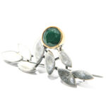 Brosa mare din argint cu jad - stil vintage - BR235Y13C - imagine 2