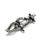 Brosa mica din argint cu pietre zirconiu - motive florale - BR140A10D - imagine 2