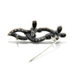 Brosa mica din argint cu pietre zirconiu - motive florale - BR140A10D - imagine 4