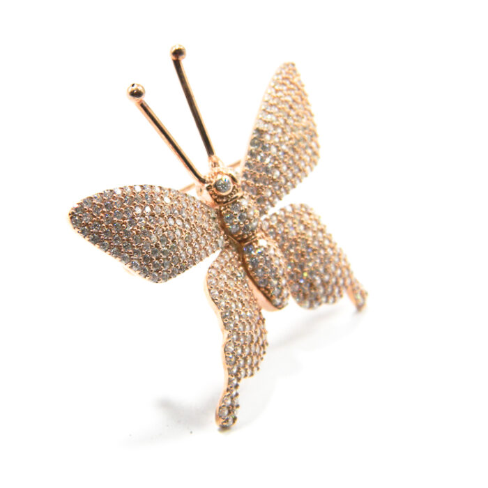 Brosa unicat din argint rose si pietre zirconiu - Fluture - BR195F2E - imagine 5
