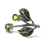 Brosa unicat din argint cu peridot si marcasite - Maya - BR110A2B - imagine 2