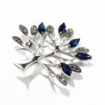 Brosa Copacul Vietii din argint cu safir si marcasite - BR234Y8E-1 - imagine 4