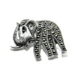 Brosa Elefant din argint 925 cu marcasite - BR239Y13E - imagine 3