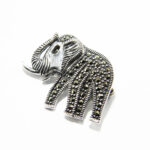 Brosa Elefant din argint 925 cu marcasite - BR239Y13E - imagine 2