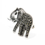 Brosa Elefant din argint 925 cu marcasite - BR239Y13E - imagine 4