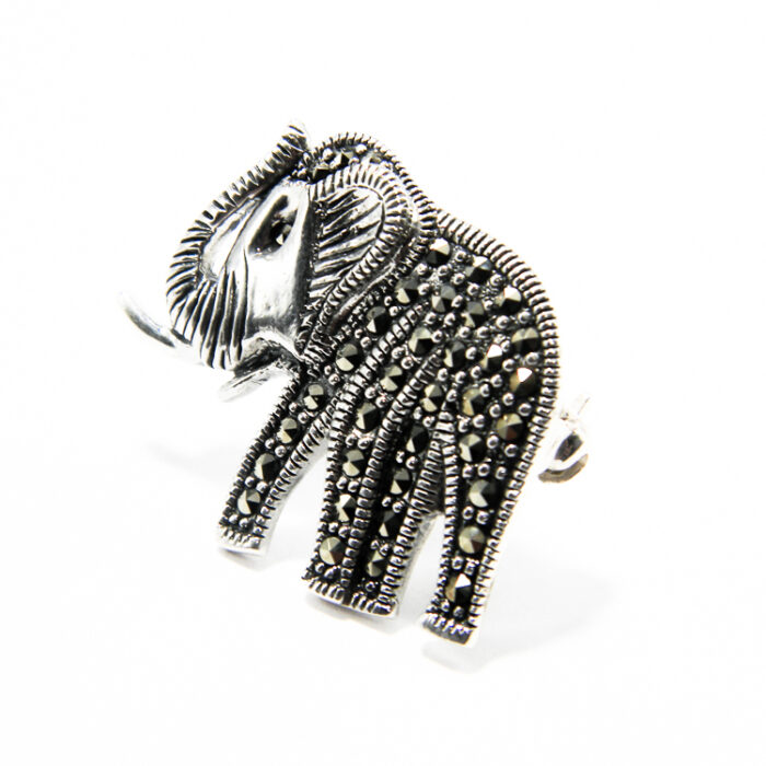 Brosa Elefant din argint 925 cu marcasite - BR239Y13E - imagine 4