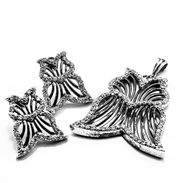 Set vintage din argint antichizat si pietre zirconiu - Butterfly - S155F10E - imagine 4