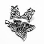 Set vintage din argint antichizat si pietre zirconiu - Butterfly - S155F10E - imagine 2