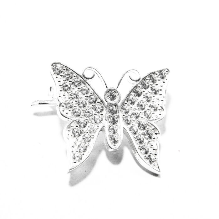 Brosa mica din argin cu pietre zirconiu - Fluture - BR175A2F - imagine 2