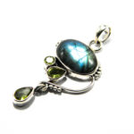 Set unicat din argint cu labradorit si peridot - stil Art Nouveau - S267Y6F - imagine 3