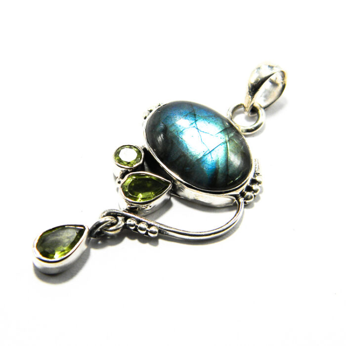 Set unicat din argint cu labradorit si peridot - stil Art Nouveau - S267Y6F - imagine 3