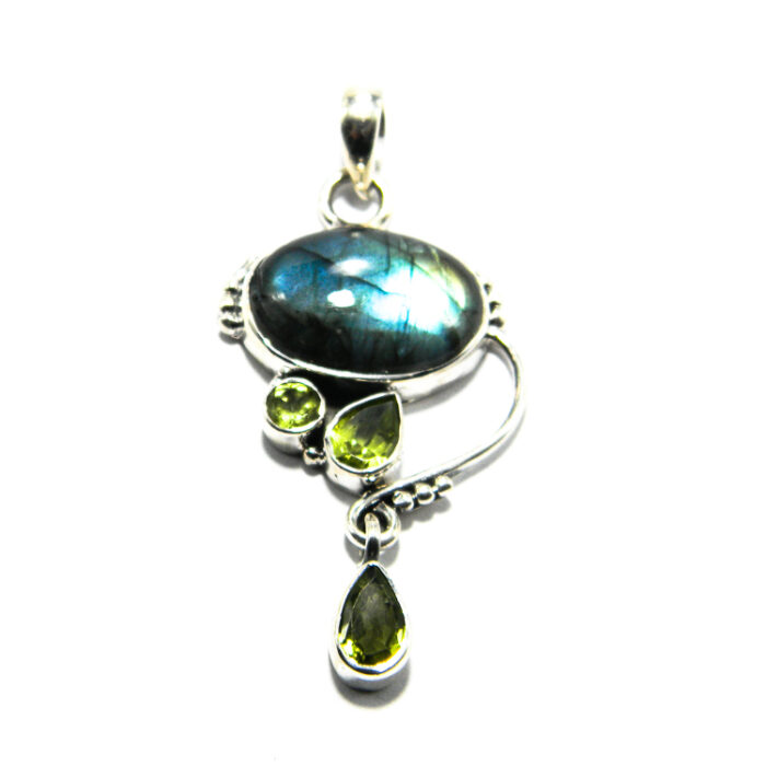 Set unicat din argint cu labradorit si peridot - stil Art Nouveau - S267Y6F - imagine 5