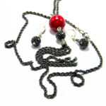 Set handmade unicat din argint antichizat cu coral - stil vintage - HM0418 - imagine 3